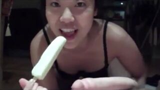 Asian Girl Loves Her Boy Friend's Big White Cock Blowjob With Ice Cream Popsicle Leaked Cam Video