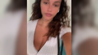 Sexy Big Titty Asian Babe Walking Selfie Video