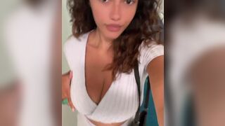 Sexy Big Titty Asian Babe Walking Selfie Video