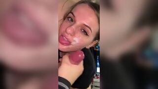 Pretty teen Getting Huge Facial Video