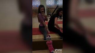 Olgachocolate Sexy Girl In Tight Showing Off Her Juicy Booty Cheeks On Mirror With Friend Tiktok Video