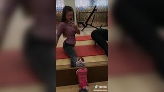 Olgachocolate Sexy Girl In Tight Showing Off Her Juicy Booty Cheeks On Mirror With Friend Tiktok Video