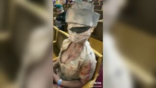 Olgachocolate Hot Cosplayer With Sexy Big Boobs Showing Off in a Public Place With Fiend Tiktok Video