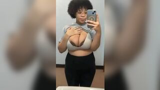 Hot Ebony Babe Shows Her Huge Boobs Video