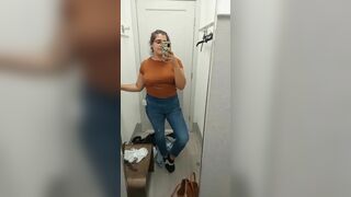 Slutty Chubby Girl Flashing Her Boobs On Mirror Video