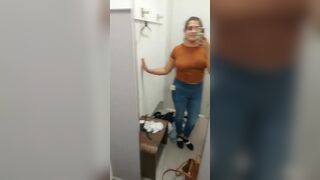 Slutty Chubby Girl Flashing Her Boobs On Mirror Video