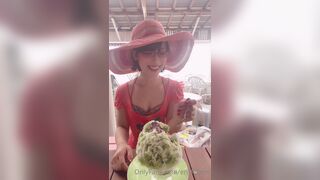 Eri Kitami Asian Slut Showing boobs While Eating Onlyfans Video