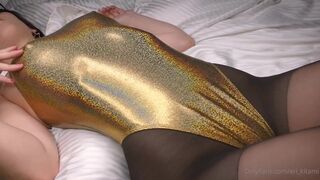 Eri Kitami Asian Cutie In a Gold Dress Showing Booty On Bed Onlyfans Video