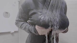 Mikansui Slutty Big Titty Asian Teases Her Horny Boobs and Gets Them Wet Video