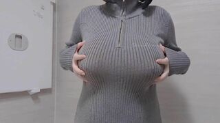 Mikansui Asian Girl With Hard Horny Tits Squeezes Them Video