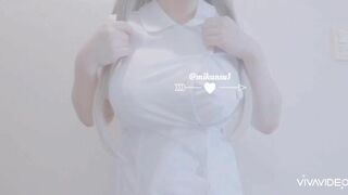 Mikansui Sexy Asian in a Nurse Kit Teasing Boobs Video