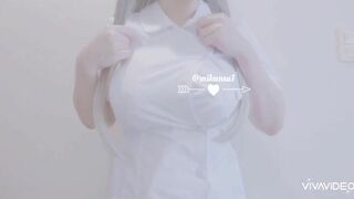 Mikansui Sexy Asian in a Nurse Kit Teasing Boobs Video