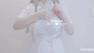 Mikansui Sexy Asian in a Nurse Kit Teasing Boobs Video