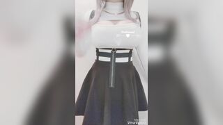 Mikansui Asian With Huge Boobs Touching Them Gently Video