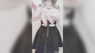 Mikansui Asian With Huge Boobs Touching Them Gently Video