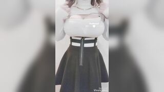 Mikansui Asian With Huge Boobs Touching Them Gently Video