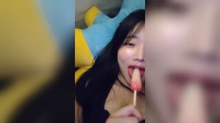 Hottie Teasing With Licking Ice Cream And Big Ass While Wearing Lingerie Video