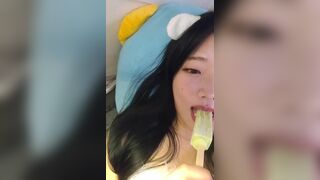 Naughty Girl Sucking A Ice Cream And Teasing Her Big Tits Video
