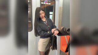 Zhou Yuxi Pretty Asian Gets Exposed On a Public train VIdeo