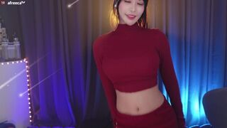 Haru Big Titty Asian in a Red Dress Dancing While Showing off Afreecatv Video