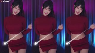 Haru Big Titty Asian in a Red Dress Dancing While Showing off Afreecatv Video