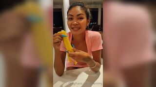 Frammy Horny Asian teasing With a Big Banana Onlyfans Video