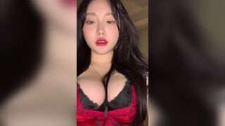 Sejinming Big Boobs Teasing While Wearing Lingerie On Live Stream Video