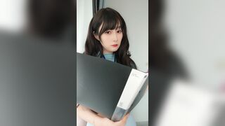 Baiyin811 Pretty Asian Girl Revealing her Big Tits While Working Video