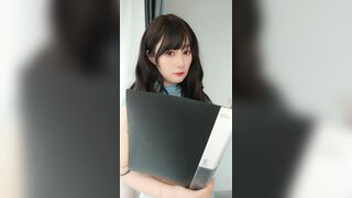 Baiyin811 Pretty Asian Girl Revealing her Big Tits While Working Video