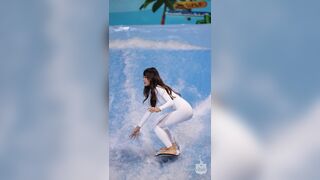 Sexy pretty Asian In Tights Surfing Video