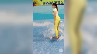 Sexy pretty Asian In Tights Surfing Video