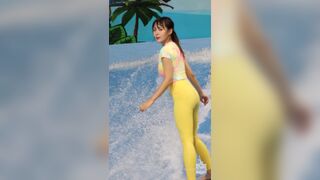 Sexy pretty Asian In Tights Surfing Video