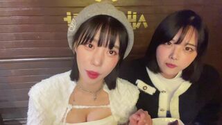 Ahego Sisters Teasing Their Fans In A Public Restaurant On Live Stream Video