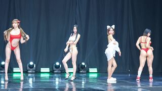 Hot Babes Dancing While Wearing Lingerie And Touching Tits On The Stage Video