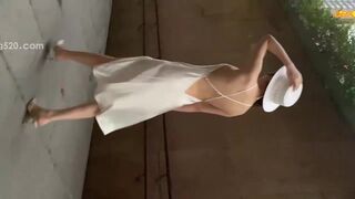 ZhiZhiBooty Teasing Her Ass And Tits While Walking Outdoor In Hot Dress Video