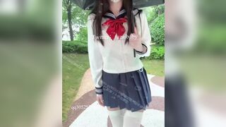 tuzaibaby Asian Teen In School Uniform Fucking Pussy With Toys Outdoor Video