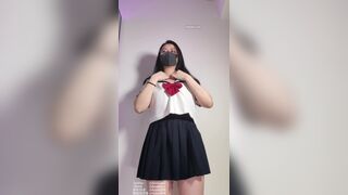 Anaimiya Cute Asian In Glasses Showing her Pussy and Tits On Cam Video