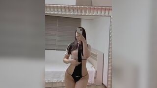 xxapple Asian Shows off Sexy Body and Cam While Shaking Big Booty On the Mirror Onlyfans Video
