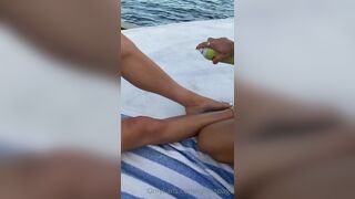 Cj Miles and her Friend Drilling Their Juicy Pussy with a Double Headed Dildo While Naked on Boat Onlyfans Video