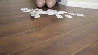 Erojolene Brunette Asian Strip Teasing While Playing with Cards on Cam Video