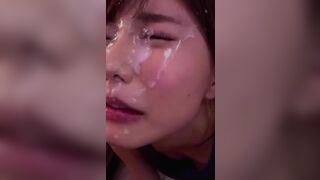 Asian Girl Gets a Facial Completely Covered in Cum Video
