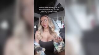 Pretty Asian Busty Babe Doing a Tiktok While Showing Off Her Tits On Car Video