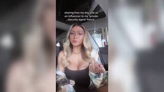 Pretty Asian Busty Babe Doing a Tiktok While Showing Off Her Tits On Car Video