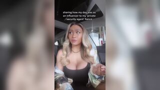 Pretty Asian Busty Babe Doing a Tiktok While Showing Off Her Tits On Car Video