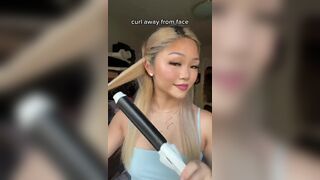 Hot Big Titty Asian Blondie Doing Her Hair Video