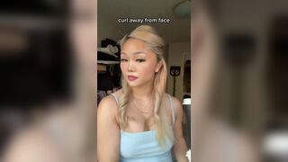 Hot Big Titty Asian Blondie Doing Her Hair Video