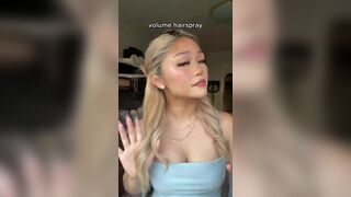 Hot Big Titty Asian Blondie Doing Her Hair Video