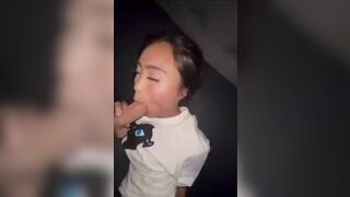 Slutty Asian Sucking a Big Fat Hard Cock In the Dark Video