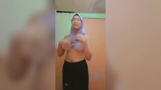 Sexy Asian Hijabi Nerd Undressing for Bf Video