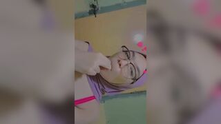 Hot Nerdy Asian Licking Her Fingers Like Whore Video